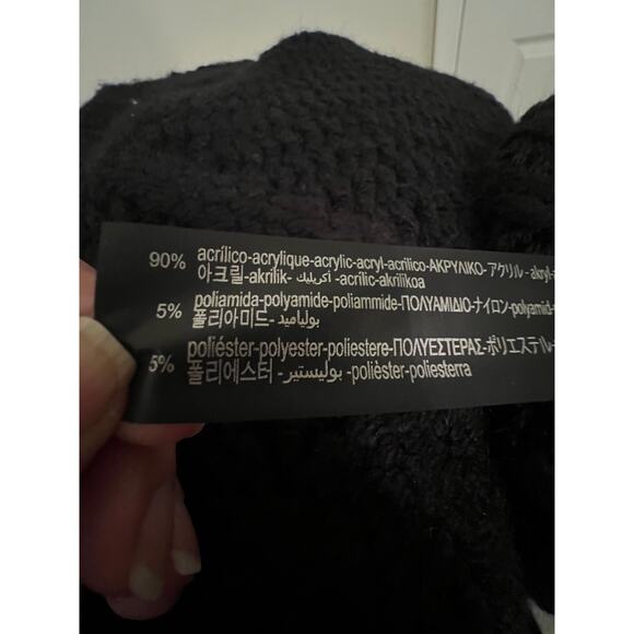 Zara Women's Black Cable Knit Fringe M Sweater Oversized Fisherman Whimsygoth - Picture 10 of 11